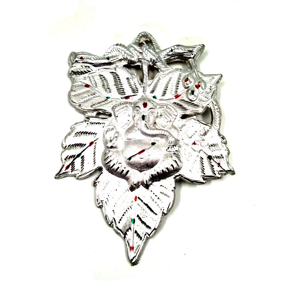White Metal Ganesha Wall Hangings L8" x W0.75" x H11"